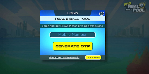 8 ball pool login screen