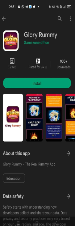 Glory Rummy app download step