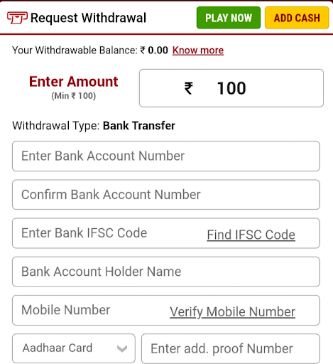 withdrawal details