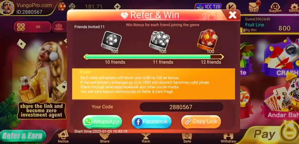 Rummy one refer and earn